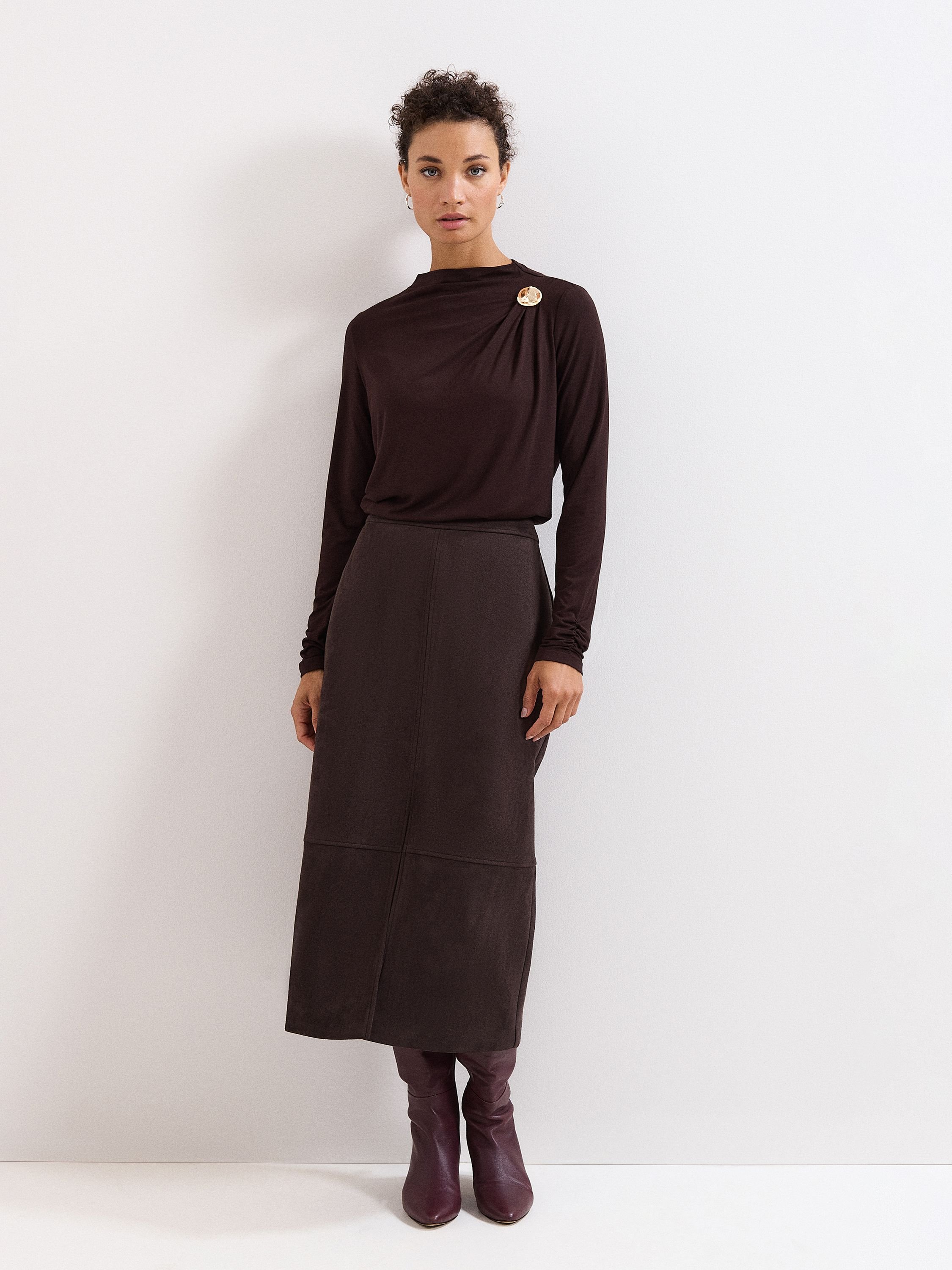 Phase Eight Phase Eight Women's Etta Hardware Detail Longsleeve Top in Dark Brown - 2