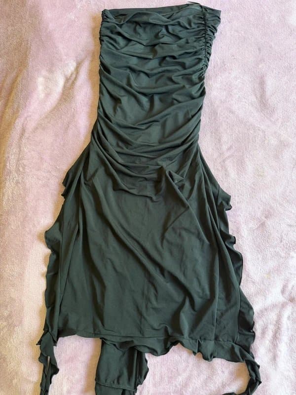 Bershka Bershka black side split frill dress