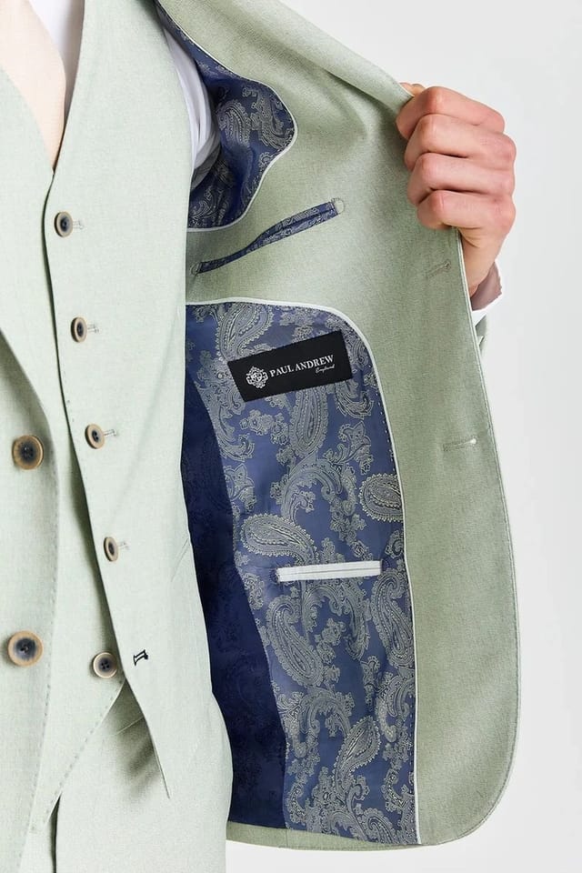Paul Andrew Paul Andrew Men's Belmont Blazer Tailored Fit Summer Suit Jacket in Pale Green - 3