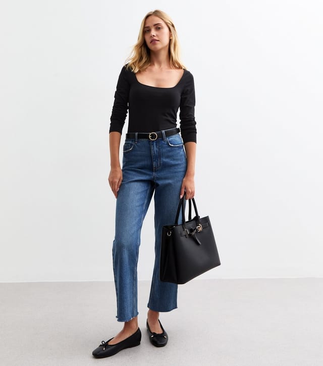 New Look Women's Black Cotton Blend Square Neck Bodysuit New Look - 3