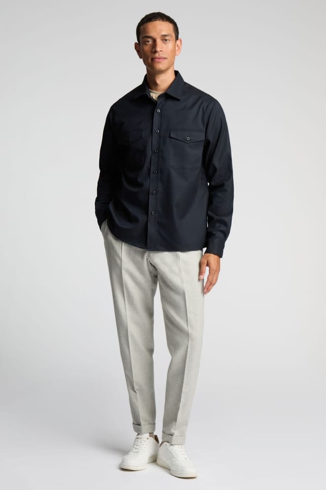 Melka Melka Men's Ls Overshirt With Front Pockets in Navy - 2
