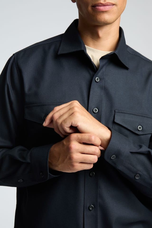 Melka Melka Men's Ls Overshirt With Front Pockets in Navy - 3