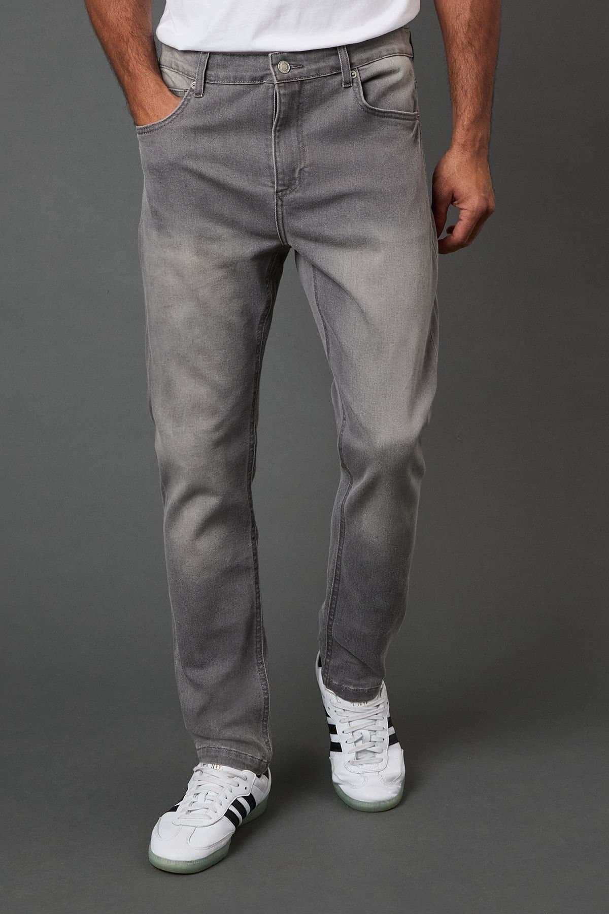 Burton Burton Men's Grey Stretch Slim Fit Jeans