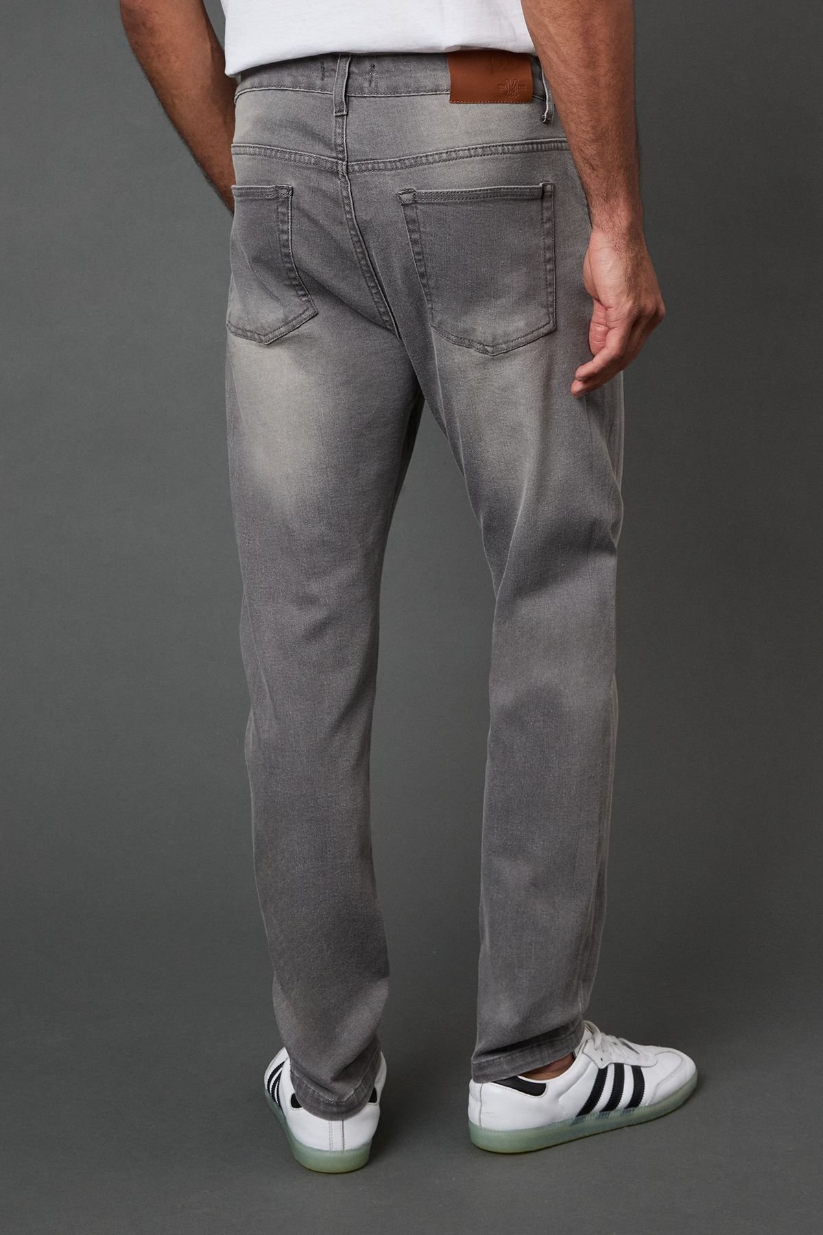 Burton Burton Men's Grey Stretch Slim Fit Jeans - 4