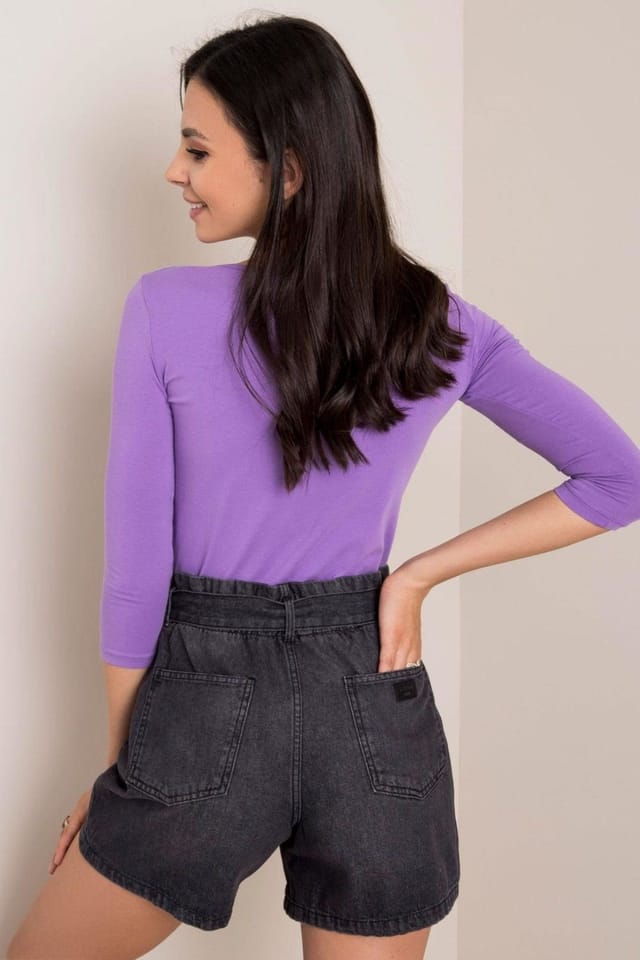 Love Lace Love Lace Women's Classic Cotton Elastane Casual Blouse in Violet - 3