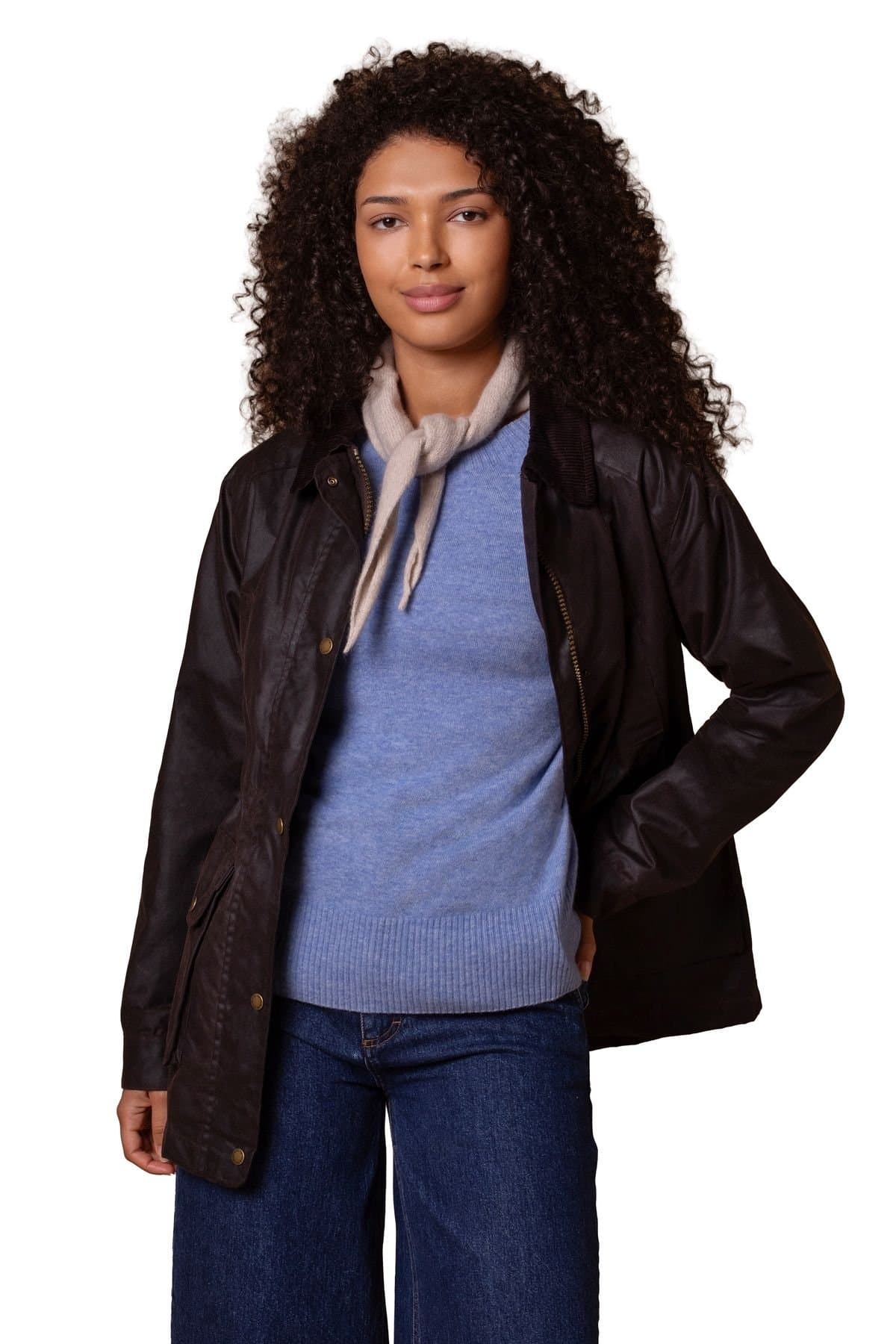 Celtic & Co Celtic & Co Women's British Waxed Cotton Zip Thru Jacket in Dark Brown
