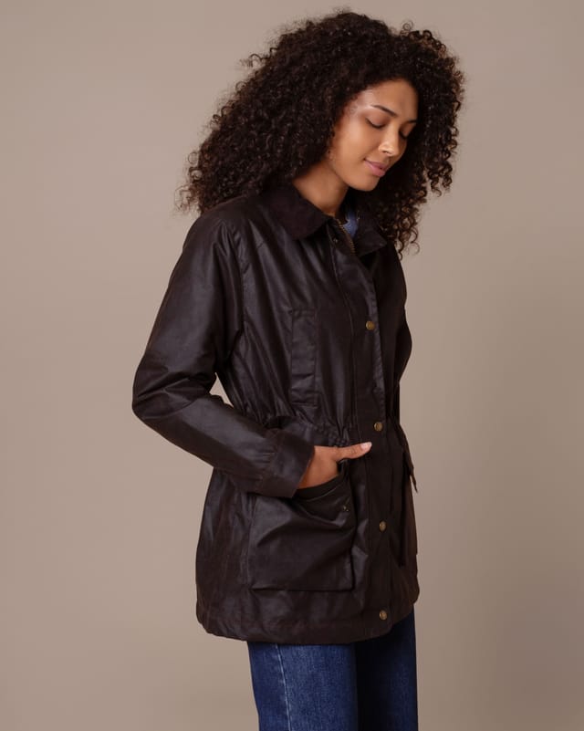 Celtic & Co Celtic & Co Women's British Waxed Cotton Zip Thru Jacket in Dark Brown - 2