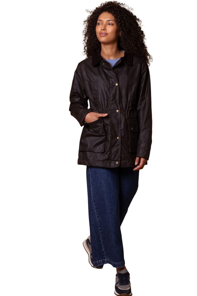 Celtic & Co Celtic & Co Women's British Waxed Cotton Zip Thru Jacket in Dark Brown - 3