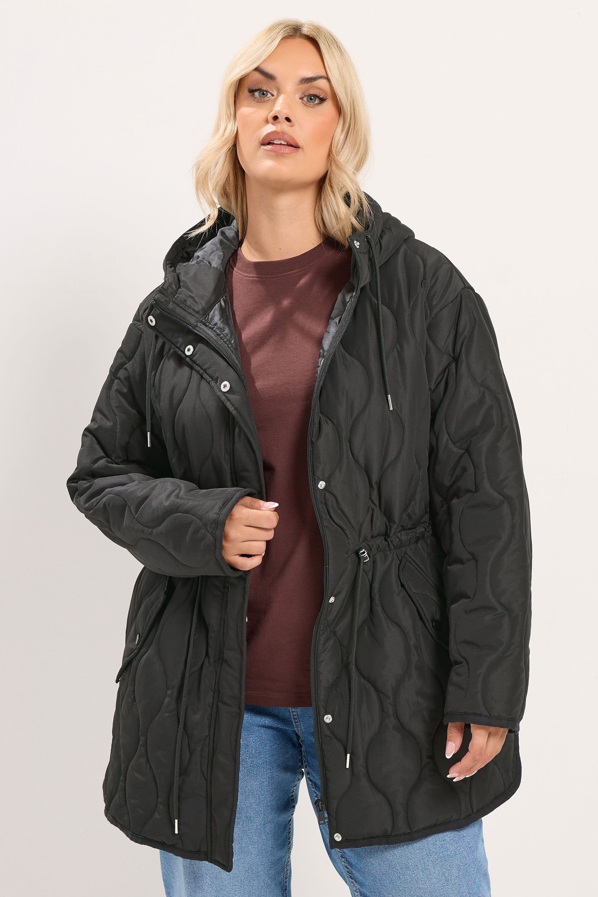 Yours Curve Black Quilted Padded Jacket