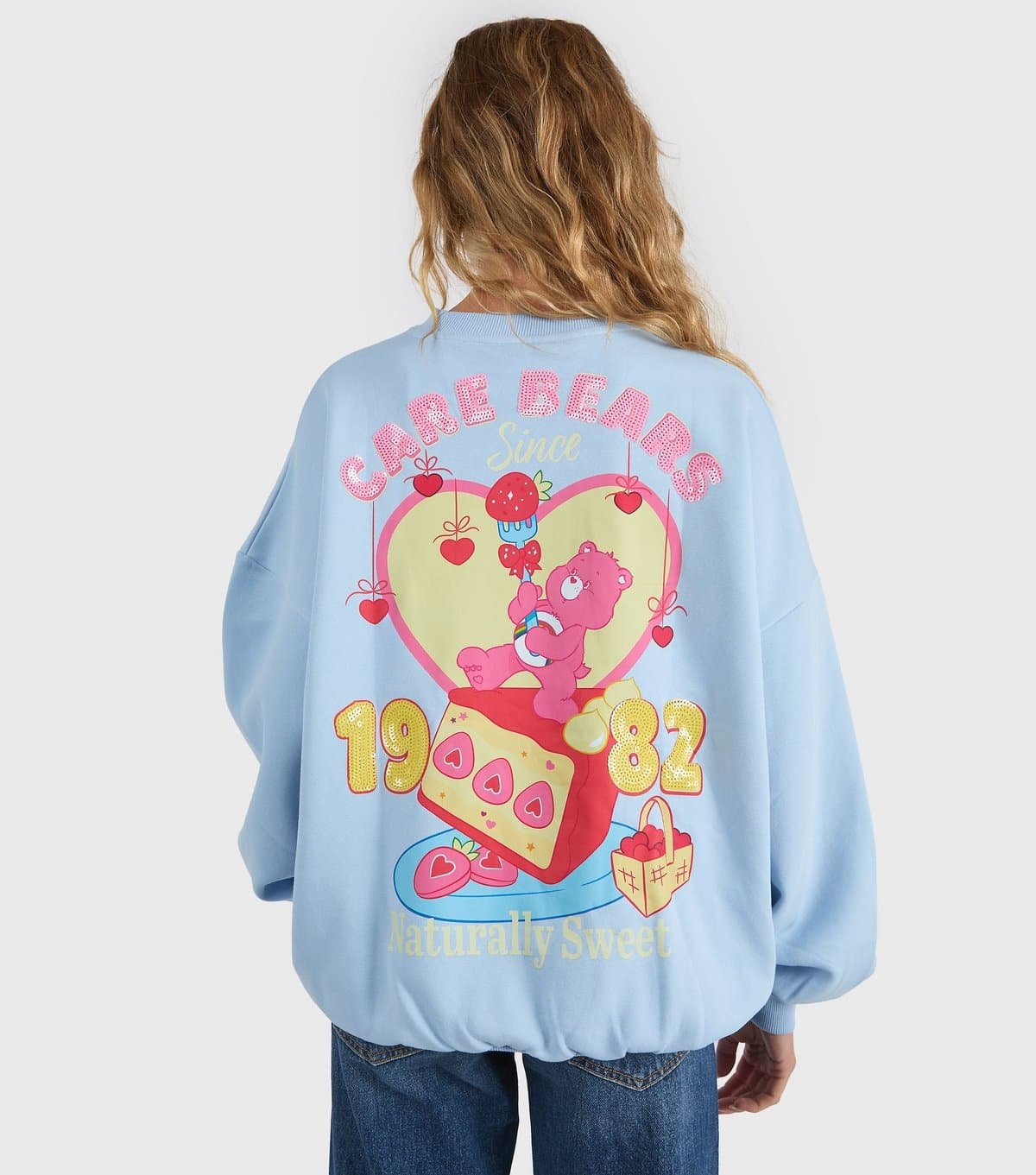 Skinnydip Women's Light Blue Care Bears Printed Sweatshirt Skinnydip New Look