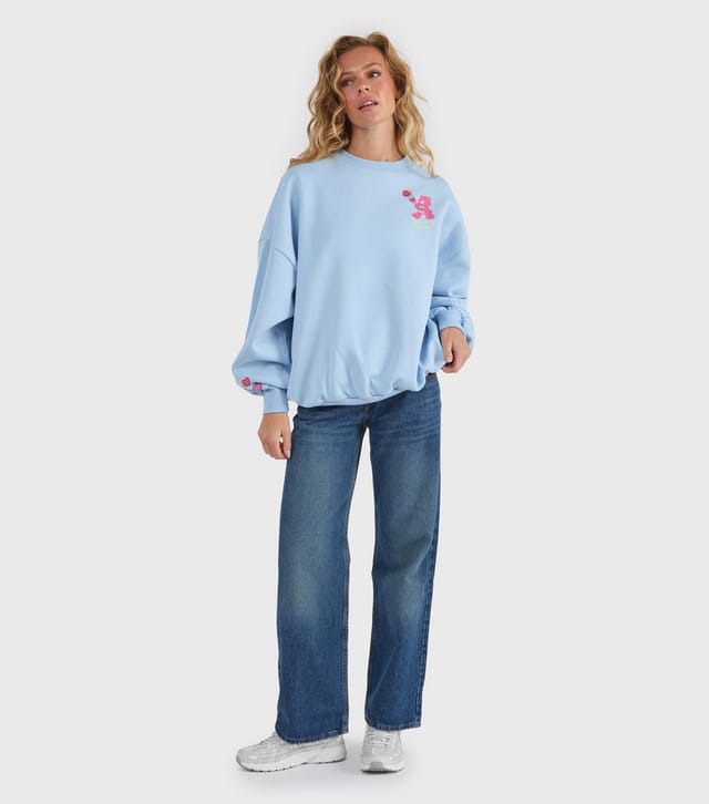 Skinnydip Women's Light Blue Care Bears Printed Sweatshirt Skinnydip New Look - 3