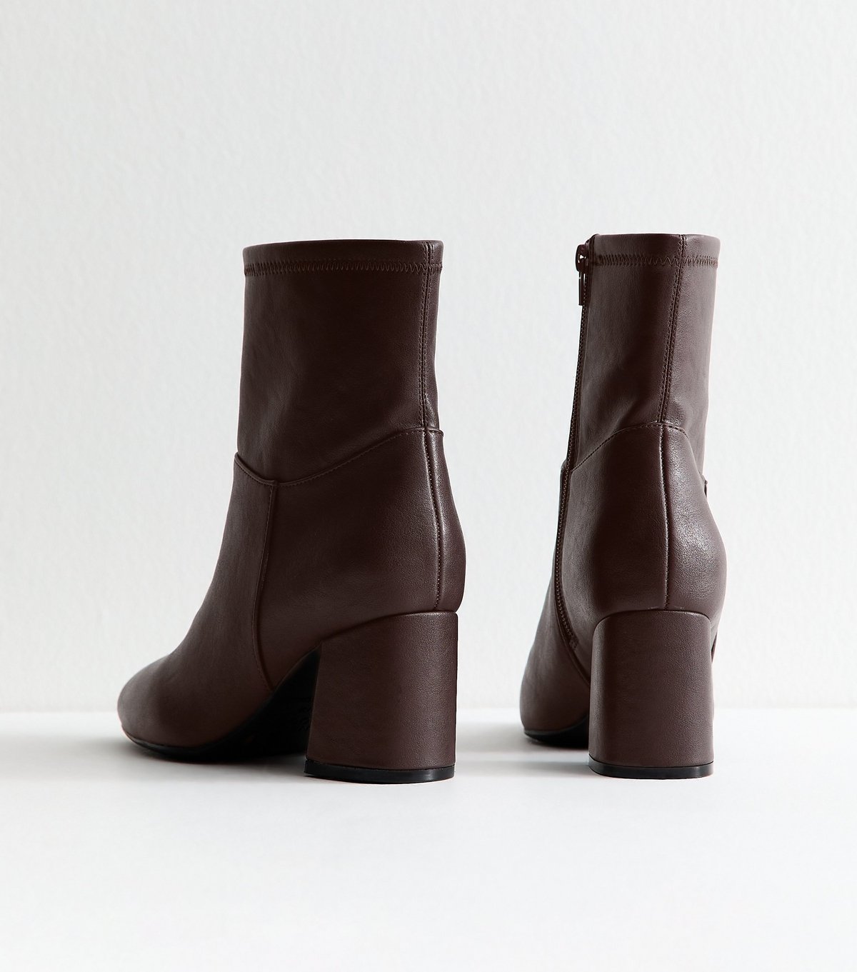 New Look Women's Extra Wide Fit Dark Burgundy Faux Leather Sock Ankle Vegan New Look - 4