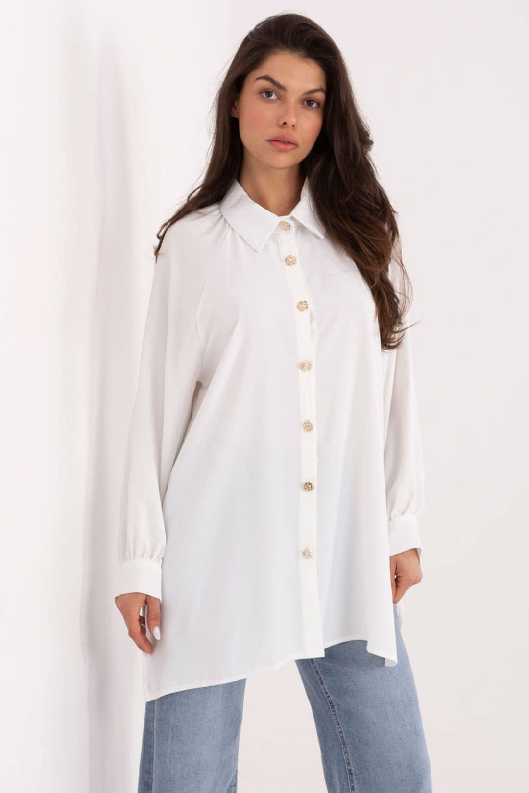Love Lace Love Lace White Polyester Long Sleeve Shirt for Women