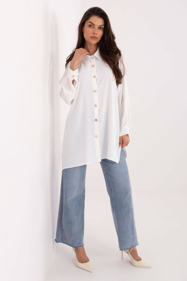 Love Lace Love Lace Women's Classic Long Sleeve Polyester Shirt in White - 2