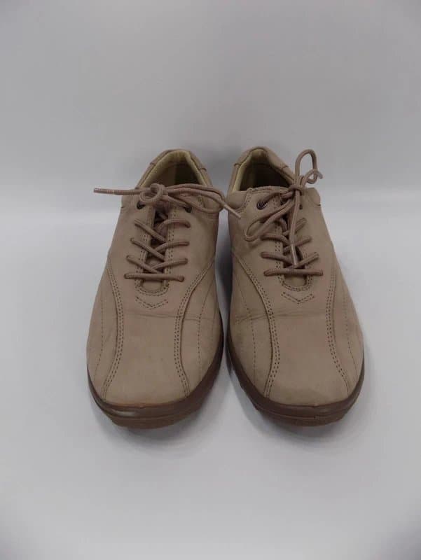 Hotter Hotter Flat Lace Up Shoes Wide Fit UK 7 EU 41 Womens Beige Leather Comfort Pumps