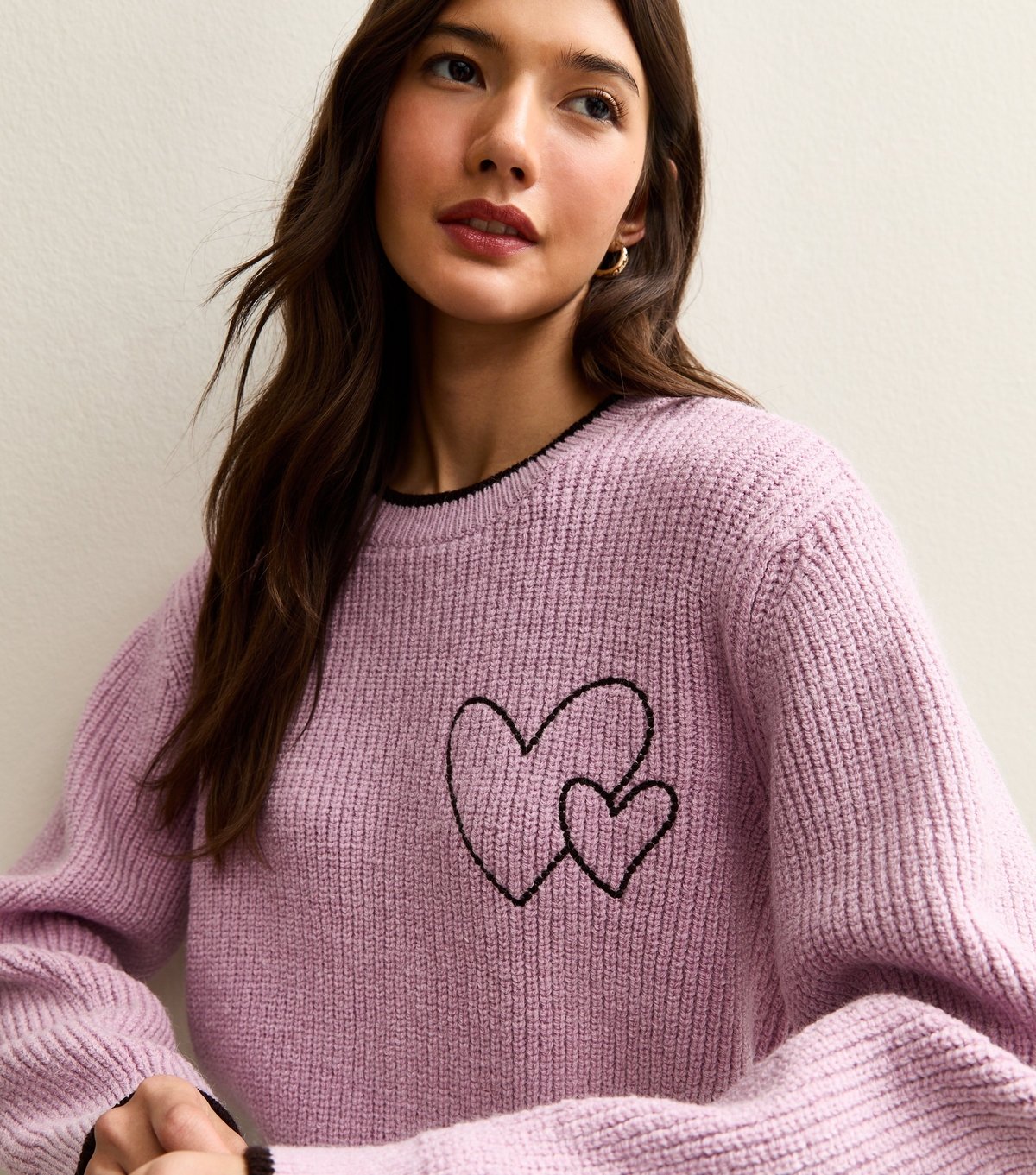 New Look Women's Pink Embroidered Heart Knit Jumper New Look - 2
