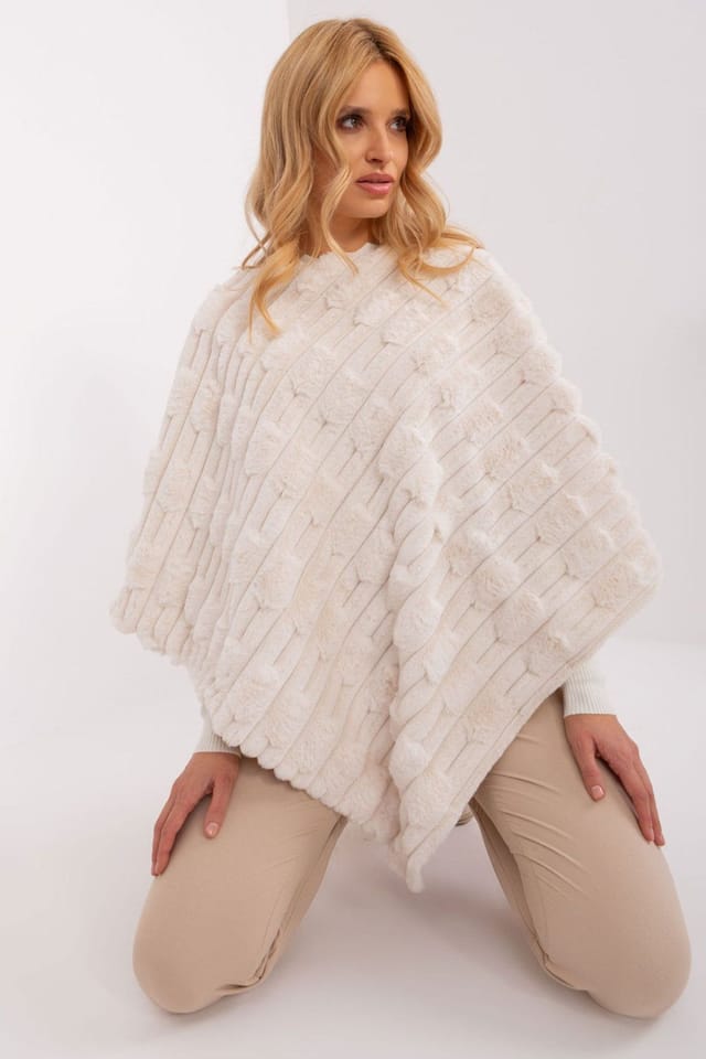 Love Lace Love Lace Women's Casual Textured Lined Polyester Poncho in Beige - 2