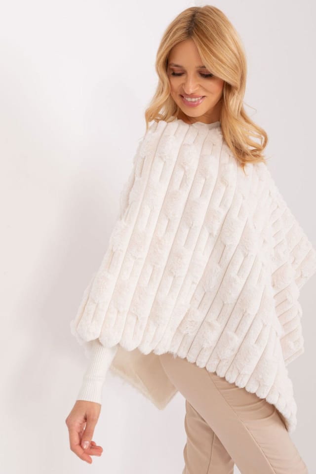 Love Lace Love Lace Women's Casual Textured Lined Polyester Poncho in Beige - 3