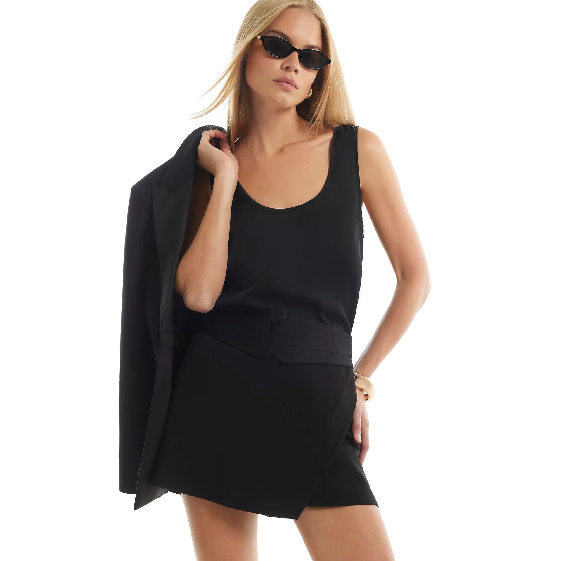 River Island River Island Womens Black Tux Detail Wrap Front Skort