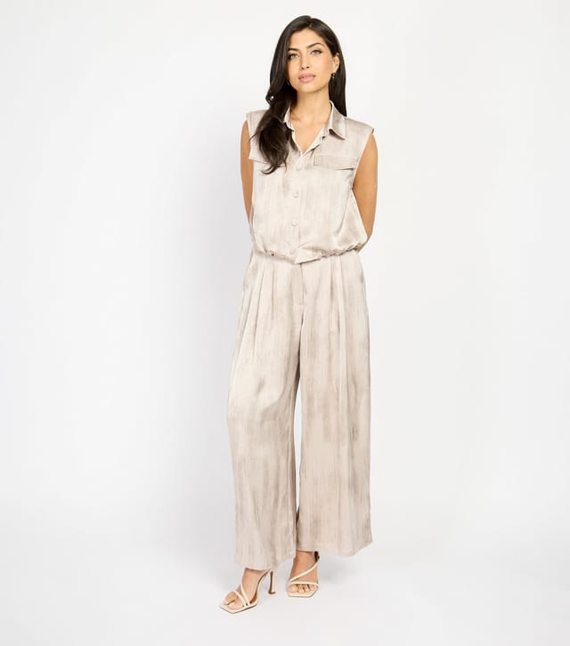 Little Mistress Women's Light Brown Collared Satin Top Little Mistress New Look - 3