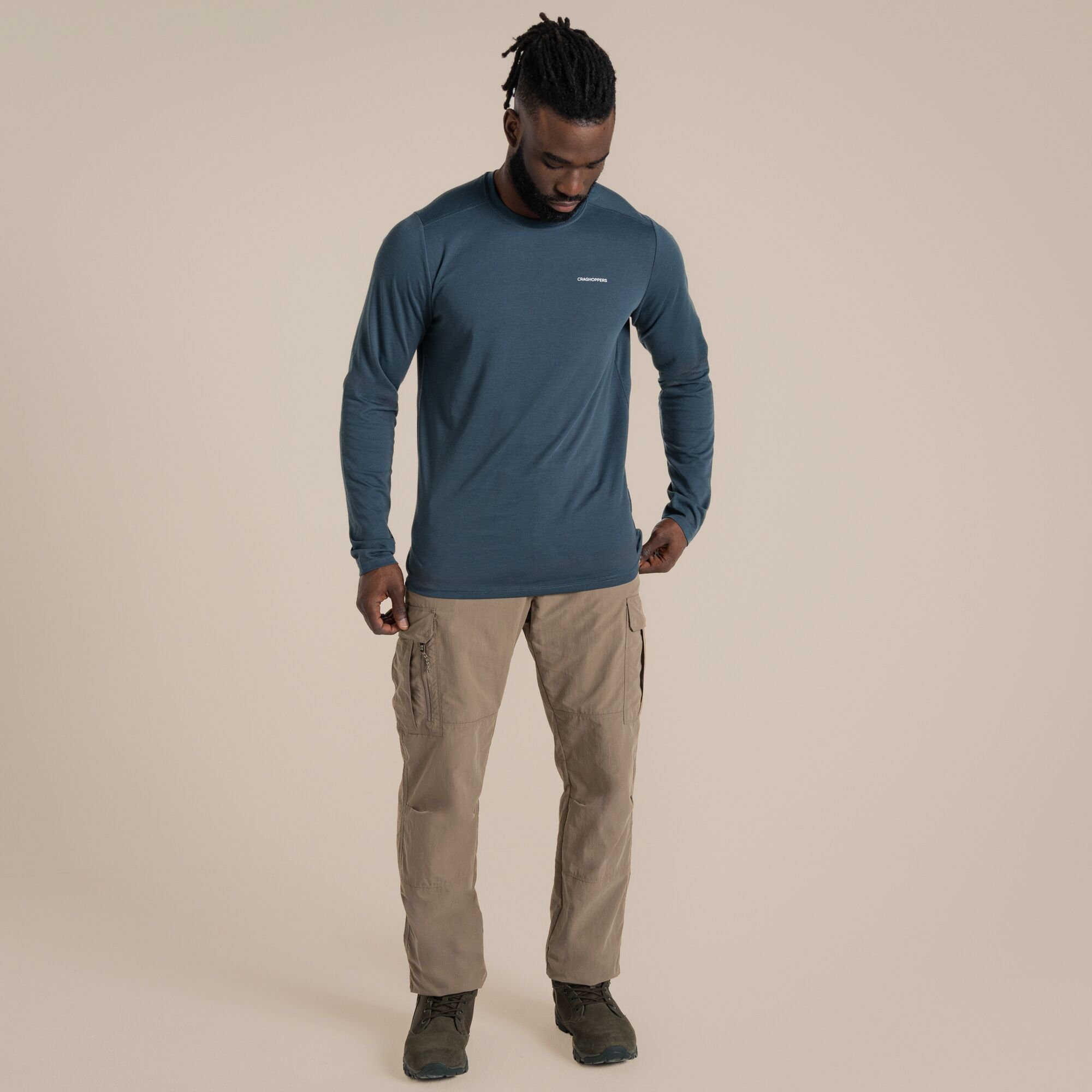 Craghoppers Craghoppers Men's NosiLife Abel Insect-Repellent Stretch Long Sleeved T-Shirt in Navy - 2