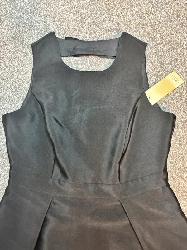 Coast Coast Black Occasion Dress Size 16 NWT Wedding Guest Party Fit & Flare Beige Mesh Hem RRP £119