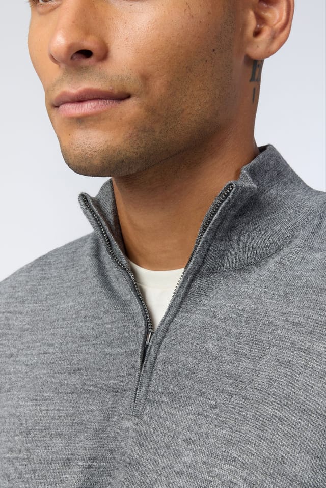 Melka Melka Men's Zip Neck Jumper in Grey - 3