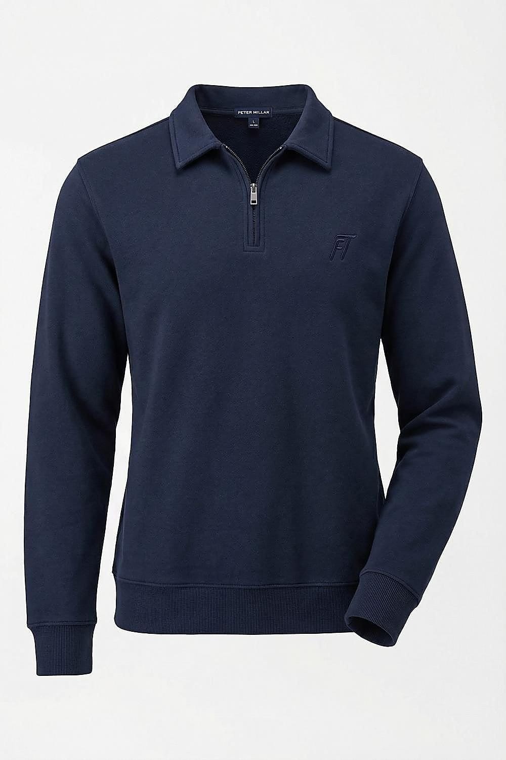 Foster Taylor Foster Taylor Men's Quarter-Zip Sweatshirt with Collar in Navy - 1