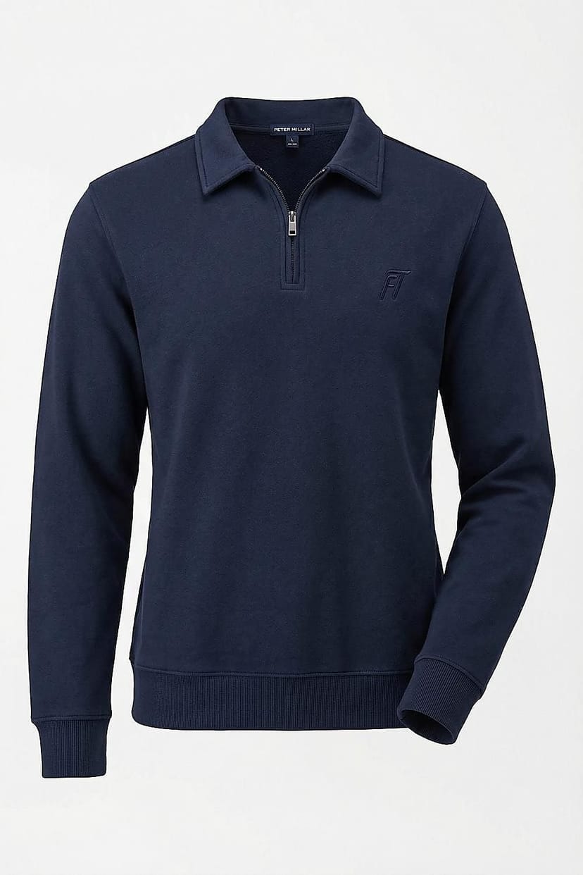Foster Taylor Foster Taylor Men's Quarter-Zip Sweatshirt with Collar in Navy - 1