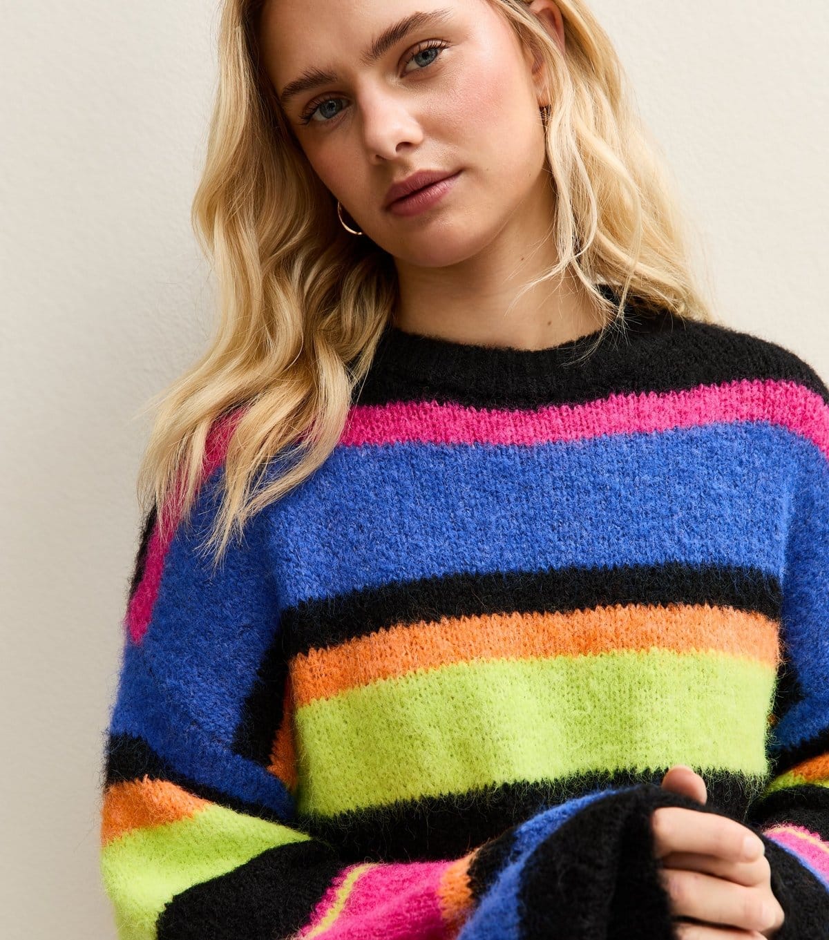 Sunshine Soul Multi-Colour Striped Crew Neck Jumper