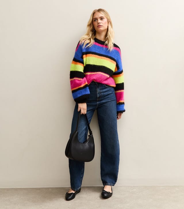 Sunshine Soul Women's Indigo Striped Crew Neck Jumper Sunshine Soul New Look - 3