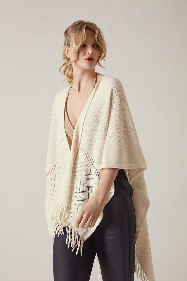 James Lakeland James Lakeland Women's Cream Pointelle Knit Kaftan - 3