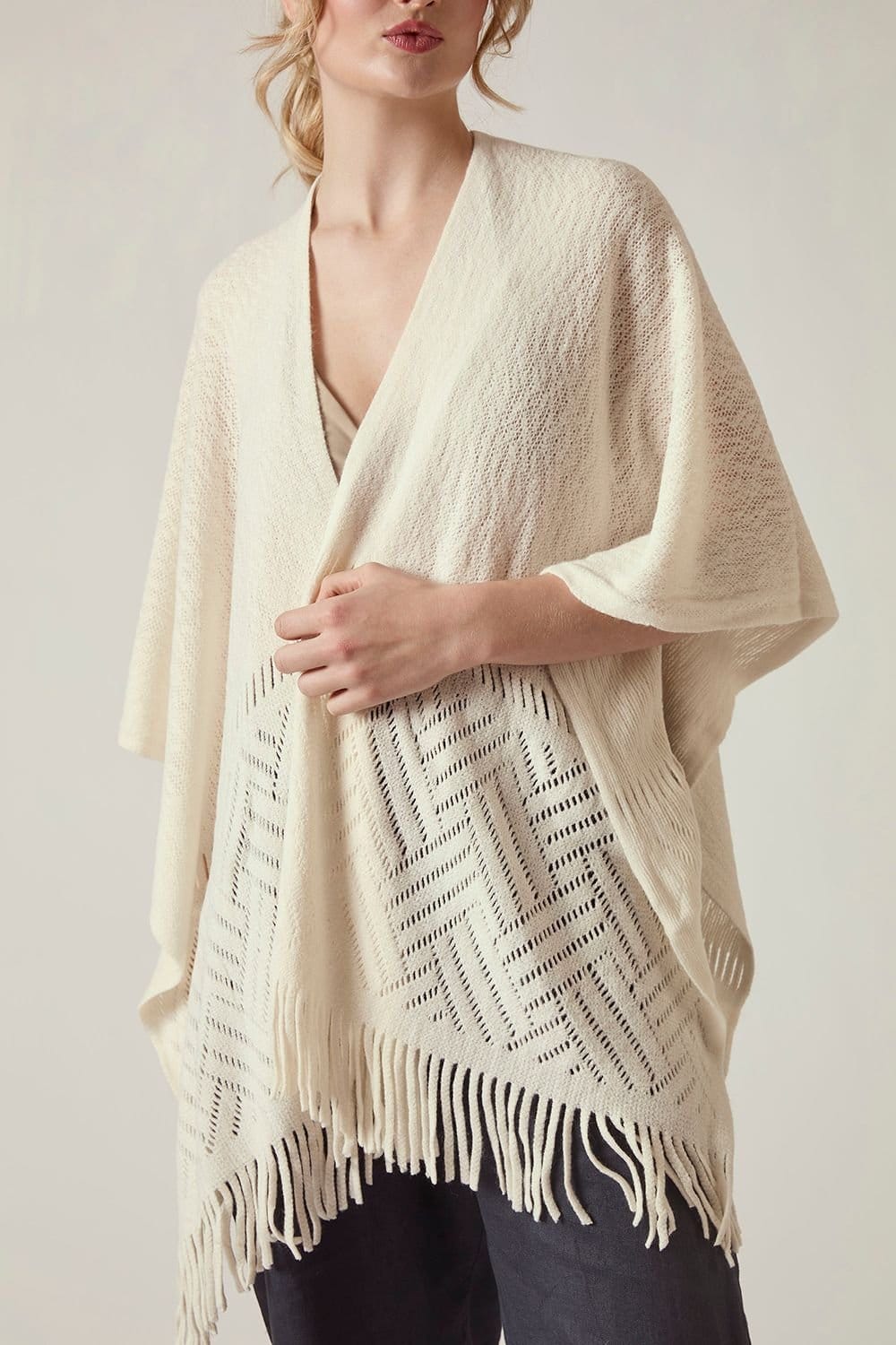 James Lakeland James Lakeland Women's Cream Pointelle Knit Kaftan - 4