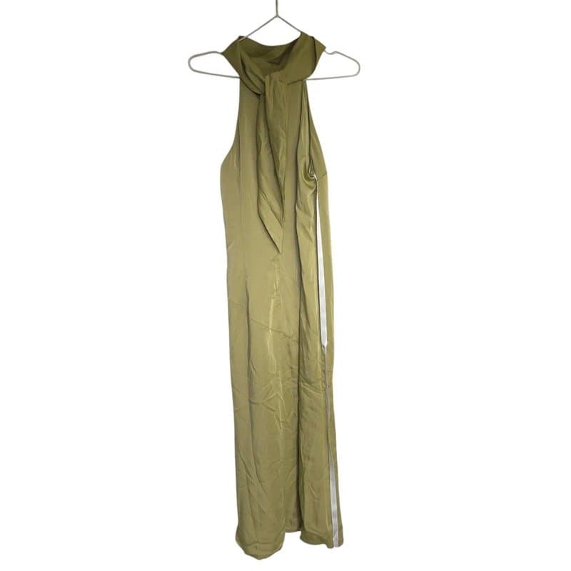 Club L London club l london violette olive satin high neck split midi dress Size 12