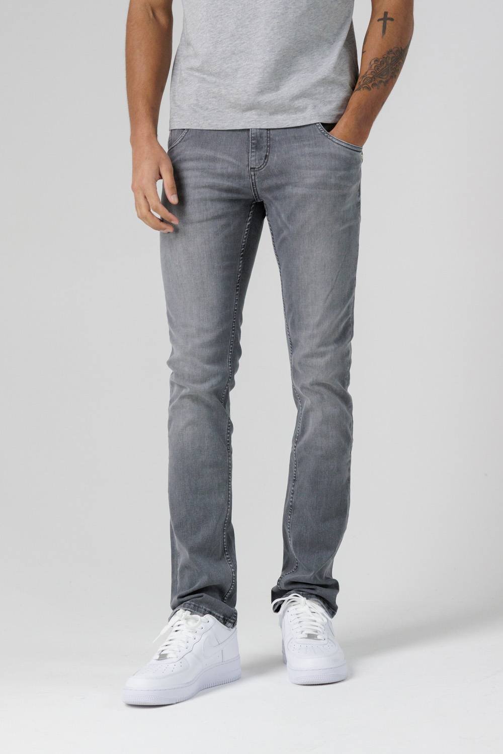 Monkee Genes Monkee Genes Men's Skinny Mid-Rise Denim Jeans in Light Grey - 2