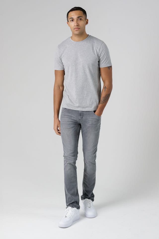 Monkee Genes Monkee Genes Men's Skinny Mid-Rise Denim Jeans in Light Grey - 3