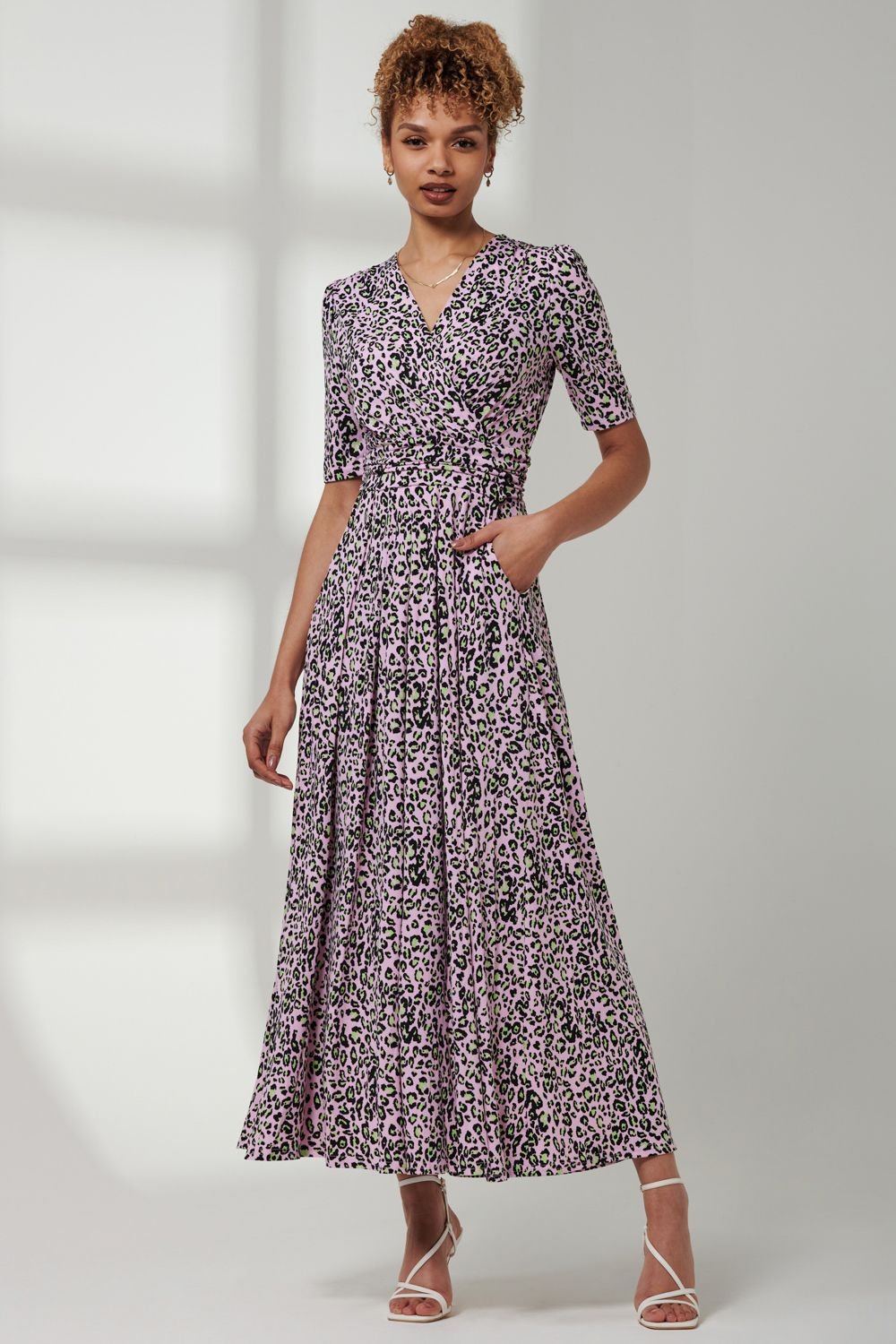 Jolie Moi Jolie Moi Women's Jersey Wrap Front Maxi Dress in Pink - 1