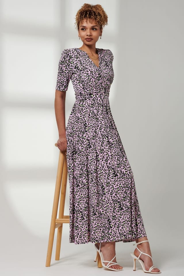 Jolie Moi Jolie Moi Women's Jersey Wrap Front Maxi Dress in Pink - 3