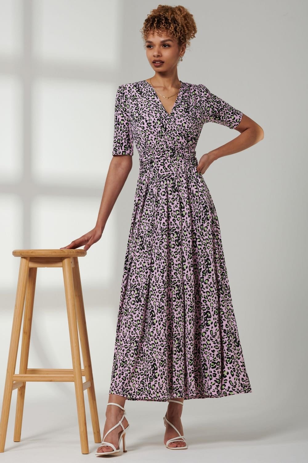 Jolie Moi Jolie Moi Women's Jersey Wrap Front Maxi Dress in Pink - 4