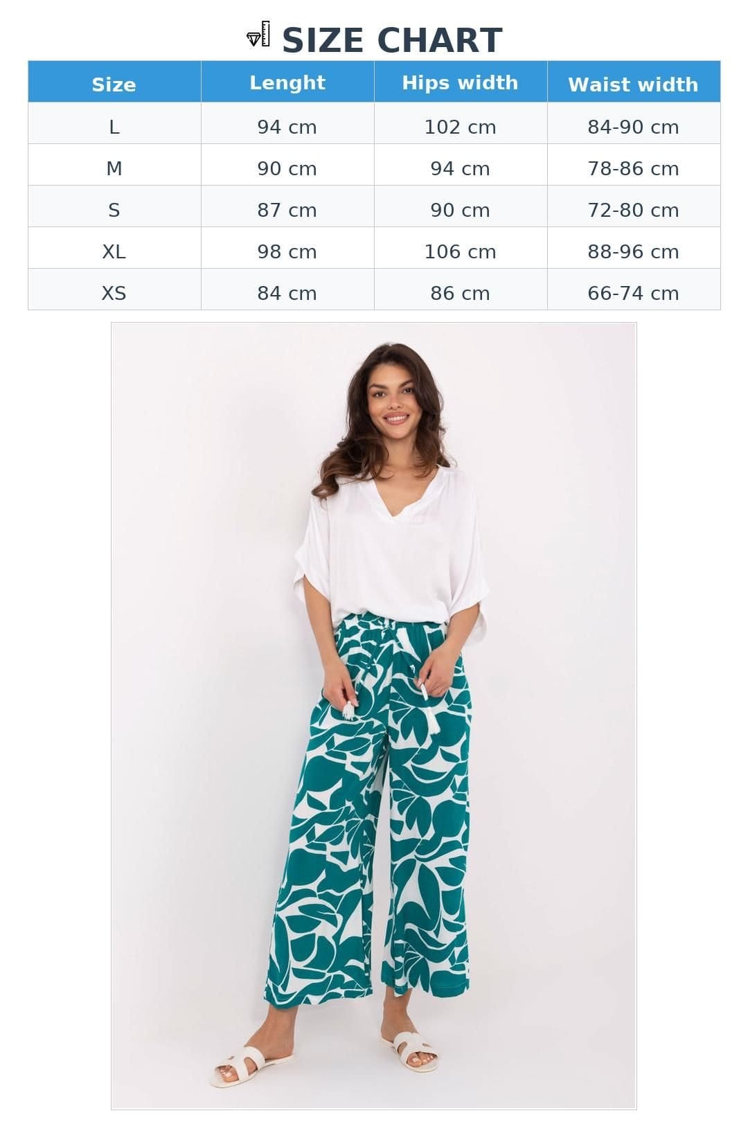 Love Lace Love Lace Women's Breathable Viscose High Waisted Wide Leg Trousers in Green - 4