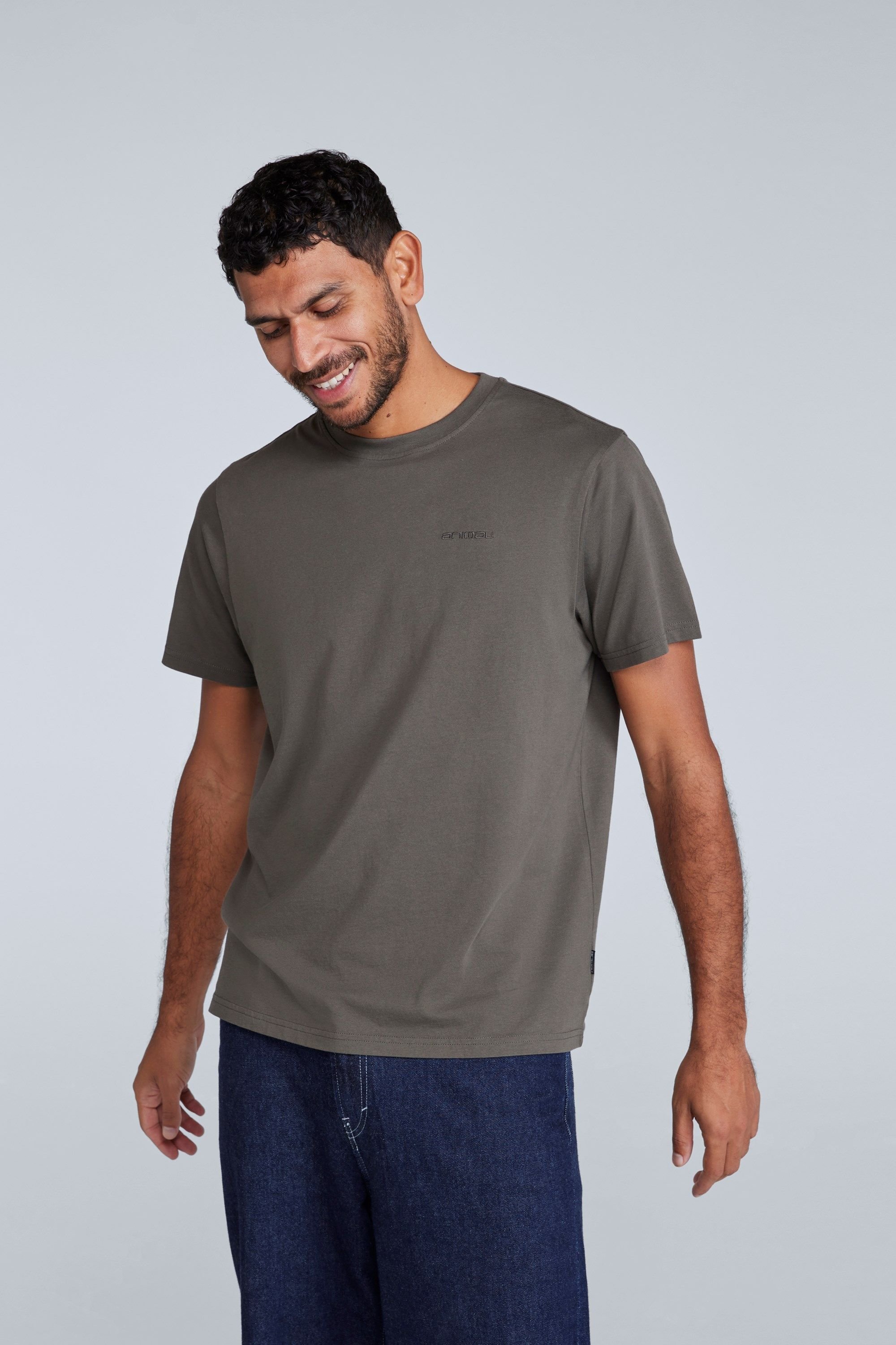 Animal Animal Men's 'Icon' Logo Print Lightweight Cotton Relaxed Fit Casual T-Shirt in Olive - 2