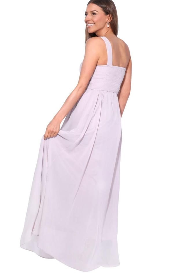 KRISP KRISP Women's One Shoulder Evening Maxi Dress in Nude - 3