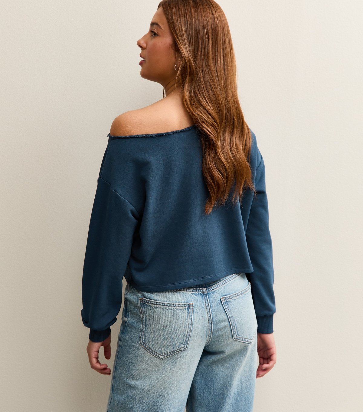 New Look Girls' Navy Navy NYC Off the Shoulder Sweatshirt New Look - 4