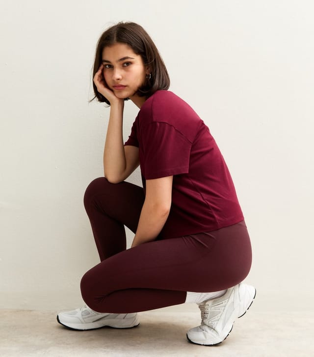 New Look Women's Burgundy Seamless Ribbed Jersey Leggings New Look - 3