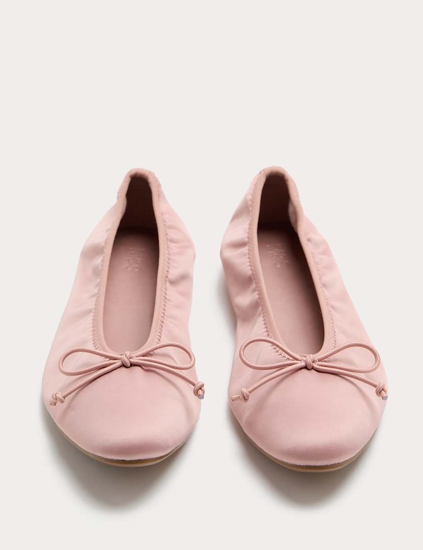 Marks & Spencer M&S Satin Flat Ballet Pumps Blush Pink - 1