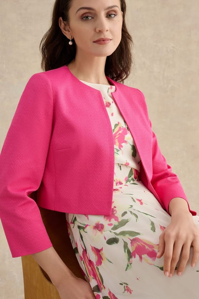 Hobbs London Hobbs London Women's Elize Crepe Jacket in Fuchsia - 3