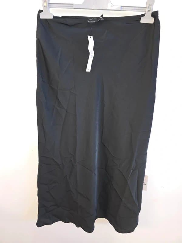ASOS Design ASOS Design Petite Black Satin Midi Skirt – UK 12