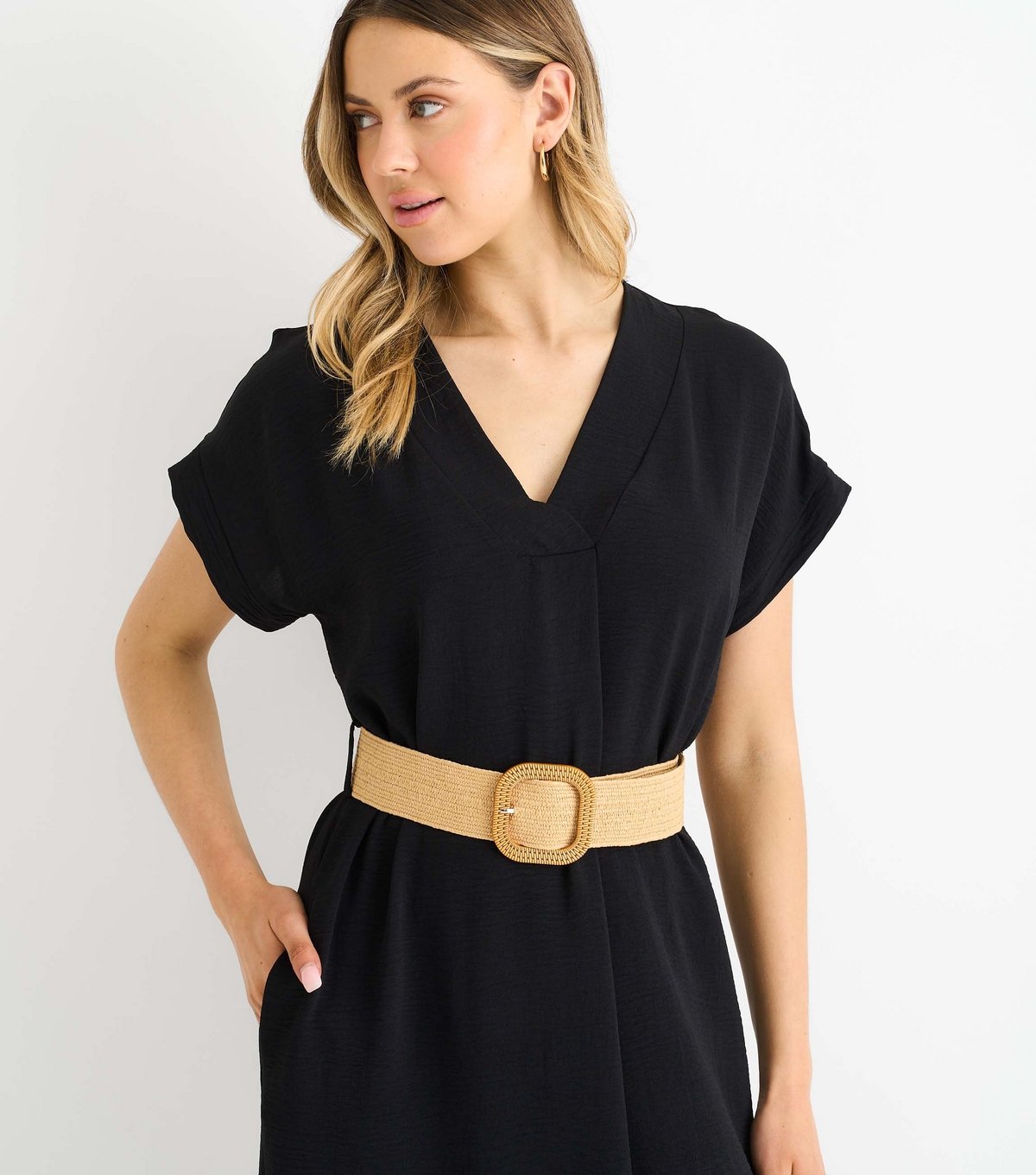 Gini London Women's Black Oversized Hem Slit Midi Dress Gini London New Look - 2