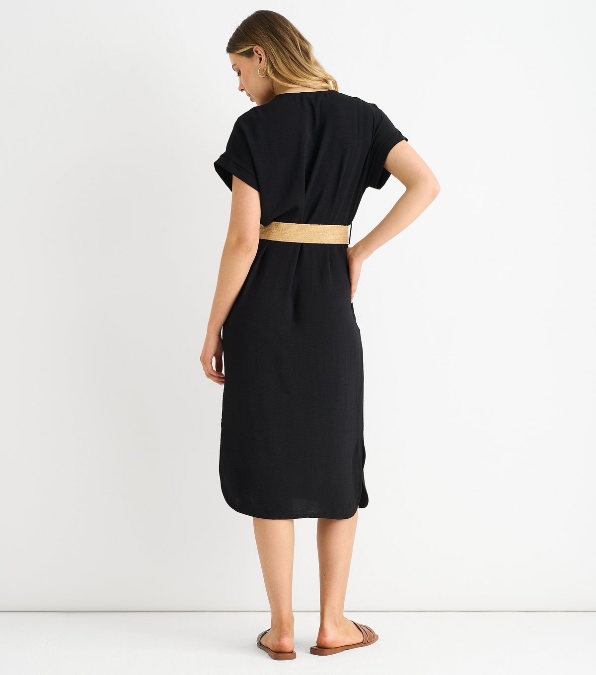 Gini London Women's Black Oversized Hem Slit Midi Dress Gini London New Look - 4