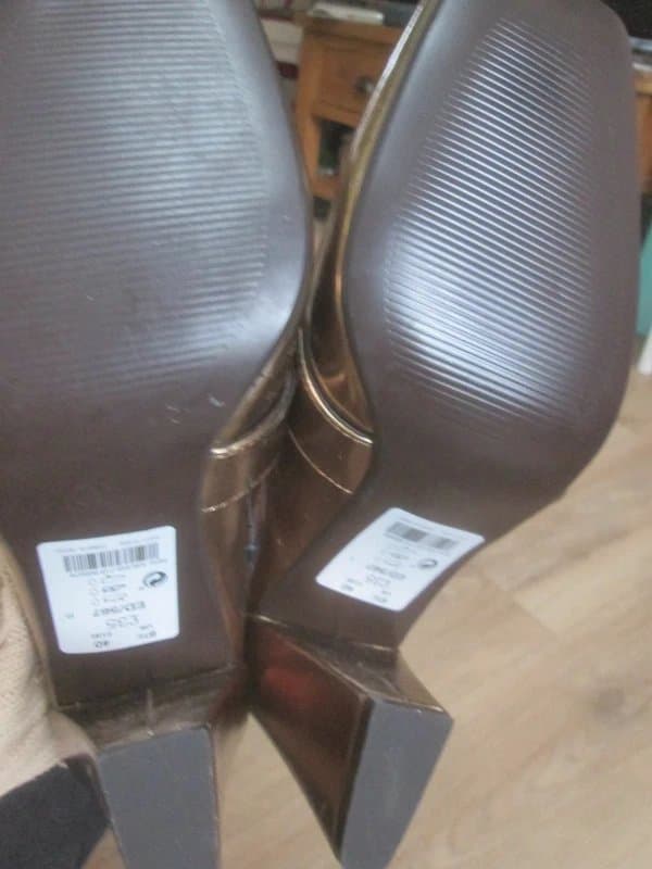 Next Next size 6.5 gold high block heel slip on Mules Shoes Brand new with tags